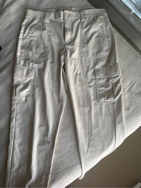 American Eagle Women’s Faux Leather Cream Cargo Pants